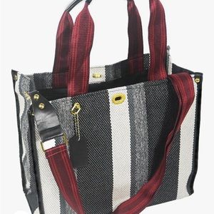 Women’s Striped Canvas Tote/Cross Body Bag